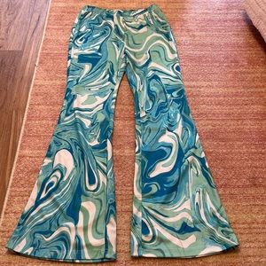 Green and blue marble bell bottoms